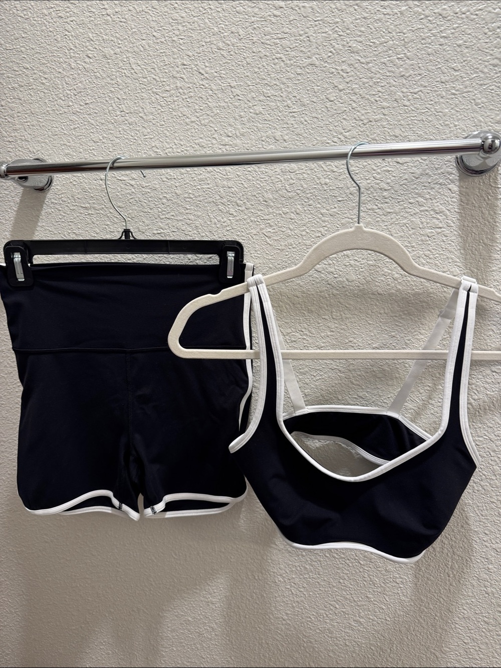 All In Motion Black & White Contrast Athletic Tank and Shorts Set